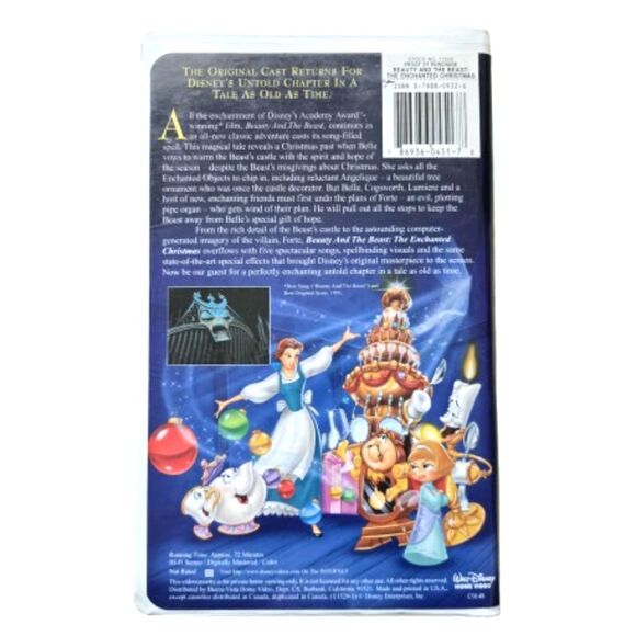 Beauty and the Beast: The Enchanted Christmas VHS (1997)Disney w/Collector Stamp - Picture 2 of 8